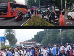 Ratusan Ribu Buruh Padati Monas, Lalu Lintas Thamrin Tersendat Saat May Day 2026