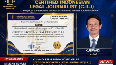 Selamat dan Sukses, Kuswadi Resmi Raih Gelar Non-Akademik Certified Indonesian Legal Journalist (C.ILJ)