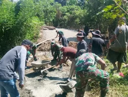 Gotong Royong Tak Kenal Terik, Satgas TMMD Kodim 0102/Pidie Kebut Pembangunan Box Culvert Jalan Pertanian