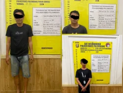 Polrestabes Palembang Amankan Tiga Tersangka Pengedar Sabu Beserta Barang Bukti Timbangan Digital